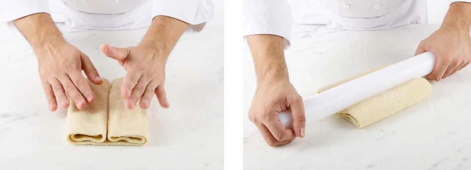 "Unlock the secret to perfectly flaky palmiers by mastering the art of folding dough.