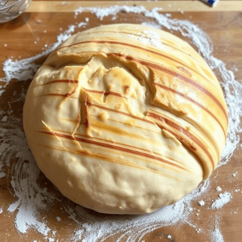 Homemade laminated yeasted dough, smooth and richly layered