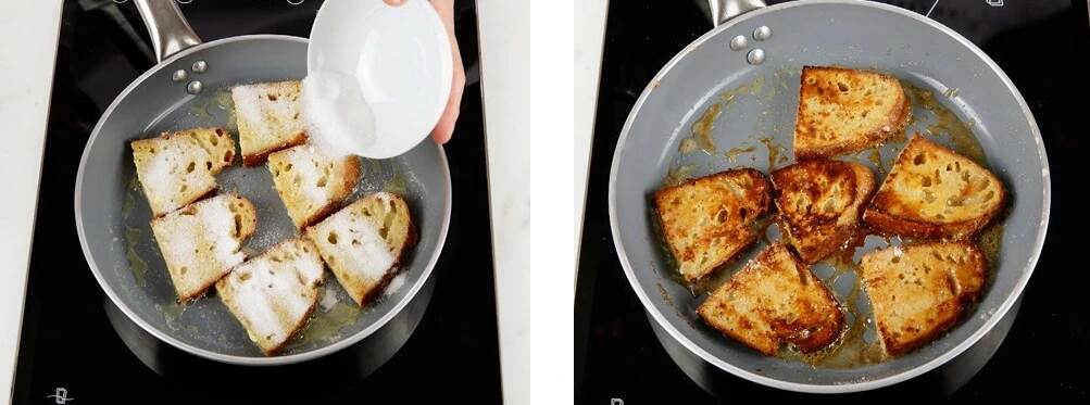 Golden-brown slices of bread toasted to perfection, ready for a delicious topping