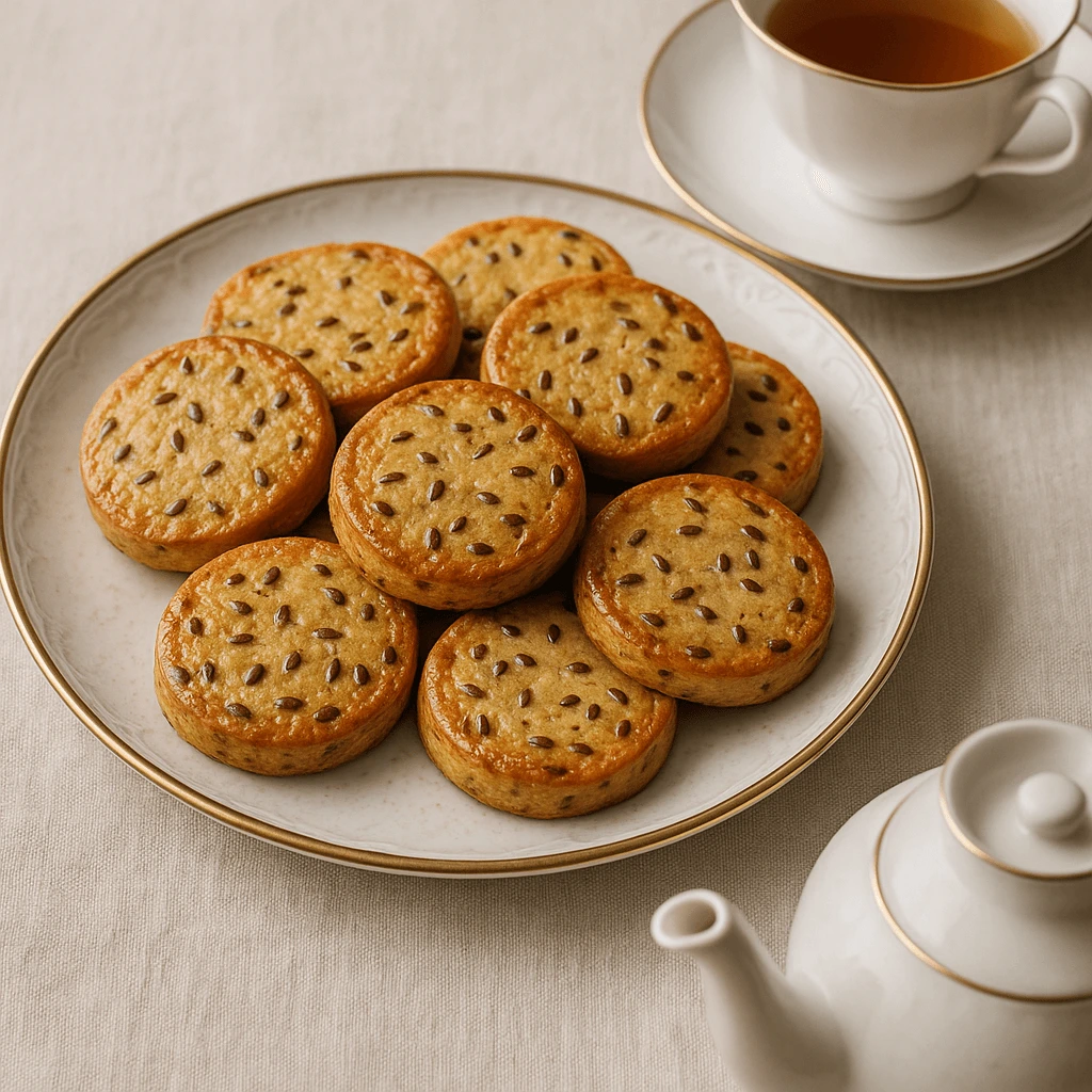 Sablés aux céréales dorés, avec une texture croquante et un goût riche.