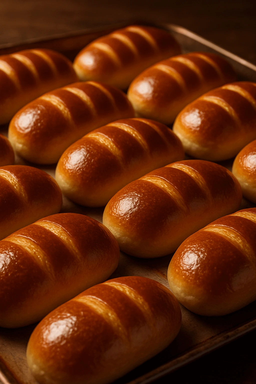 Pain au lait maison, doré et moelleux, posé sur une nappe avec un léger saupoudrage de farine