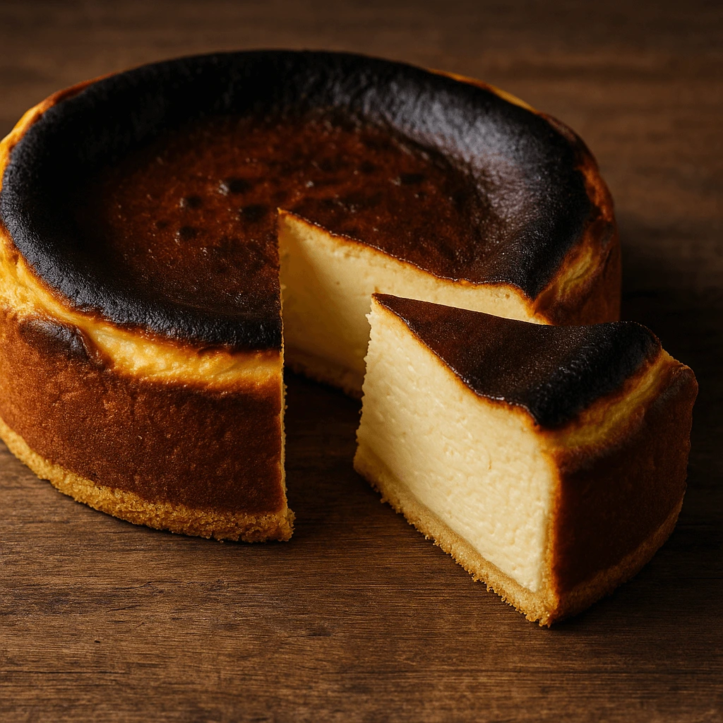 Burnt Basque Cheesecake with a deep caramelized top and creamy center